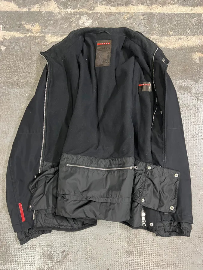 2000s Prada Linea Rossa Black Nylon Jacket kUasxrF 1
