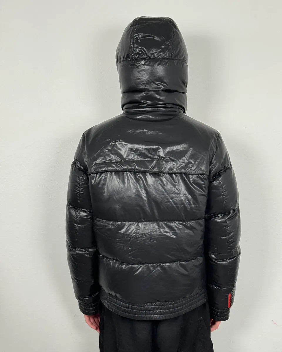 2000s Prada Linea Rossa Black Nylon Puffer Jacket  HksBFud 3