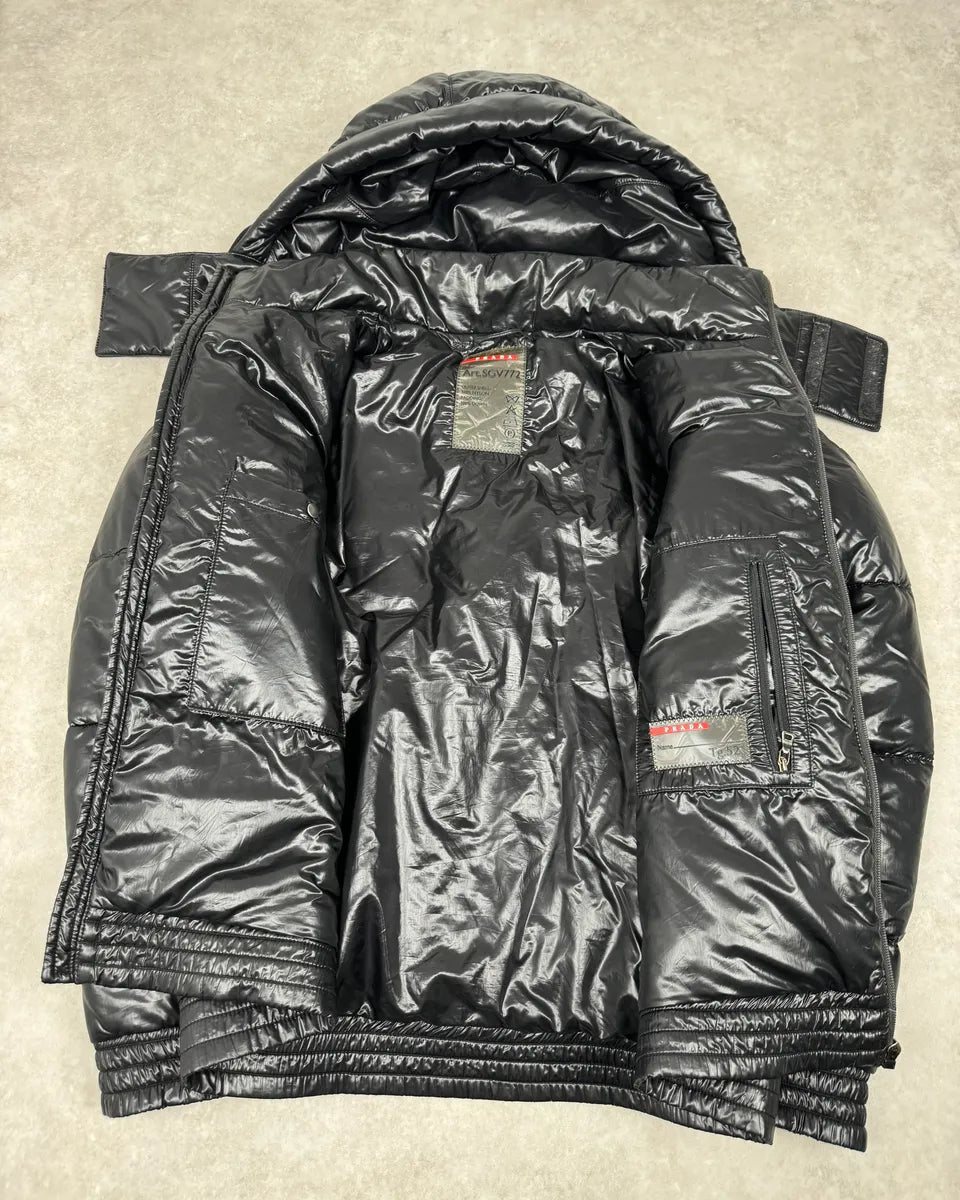 2000s Prada Linea Rossa Black Nylon Puffer Jacket  HksBFud 9