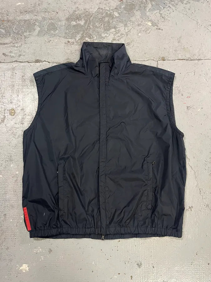 2000s Prada Linea Rossa Black Nylon Vest Jacket LTaZqxv 0