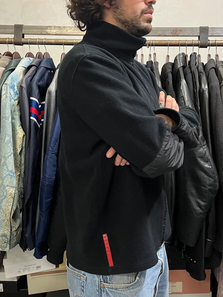 2000s Prada Linea Rossa Black Padded Zip-up Fleece BILtRSa 2