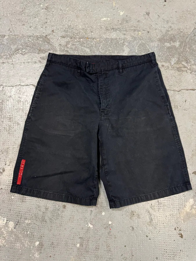2000s Prada Linea Rossa Black Shorts DZxrNrX 0