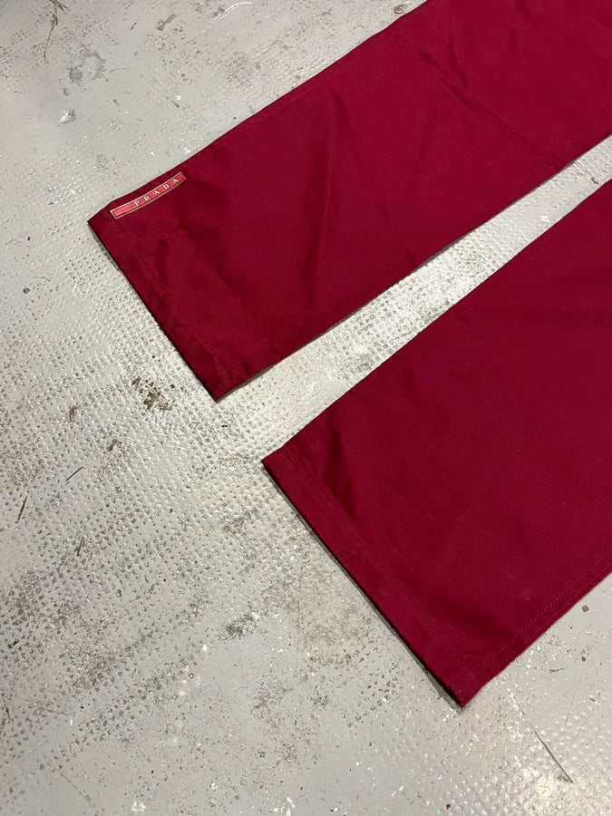2000s Prada Linea Rossa Bordeaux Red Cozy Pants tTqHsnw 3