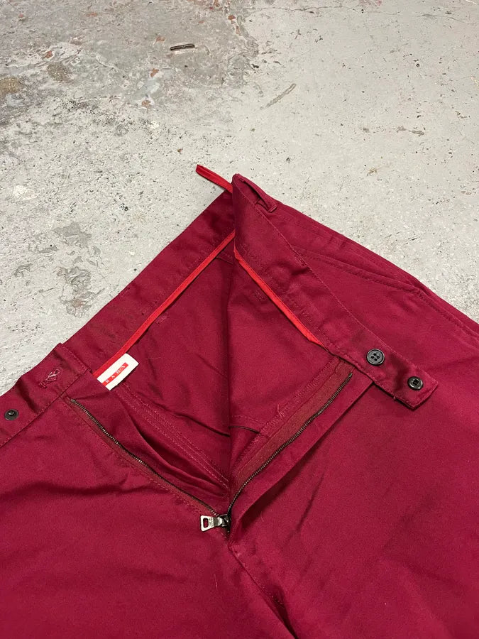 2000s Prada Linea Rossa Bordeaux Red Cozy Pants tTqHsnw 5
