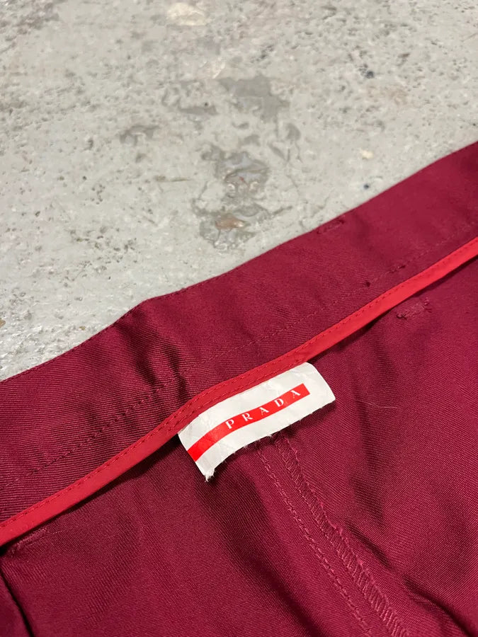 2000s Prada Linea Rossa Bordeaux Red Cozy Pants tTqHsnw 7