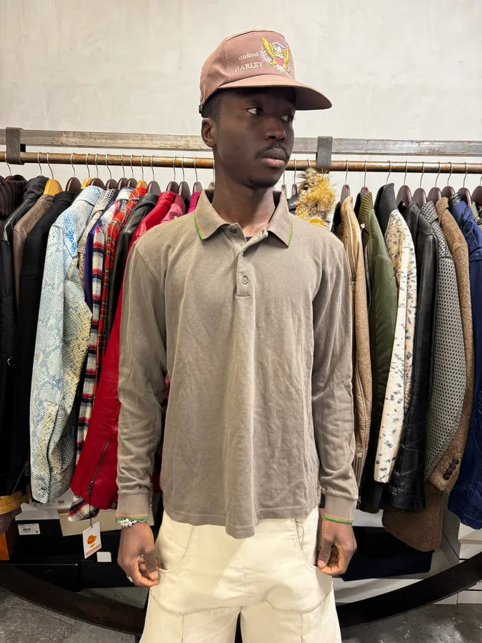 2000s Prada Linea Rossa Brown Polo Shirt pKMVgNO 1