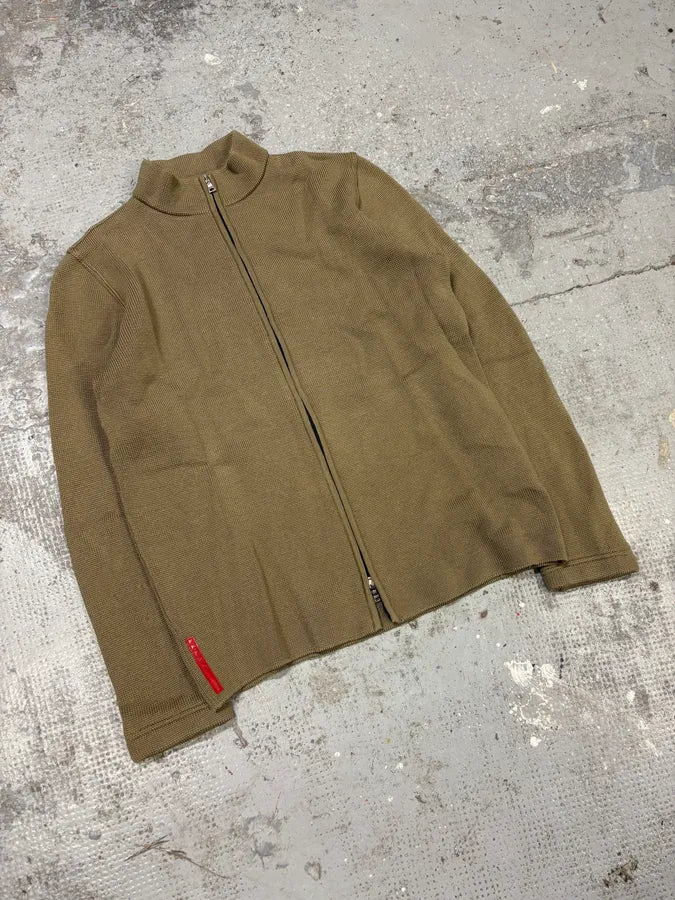 2000s Prada Linea Rossa Camel Zip-up Sweater Dvmbpyl 3