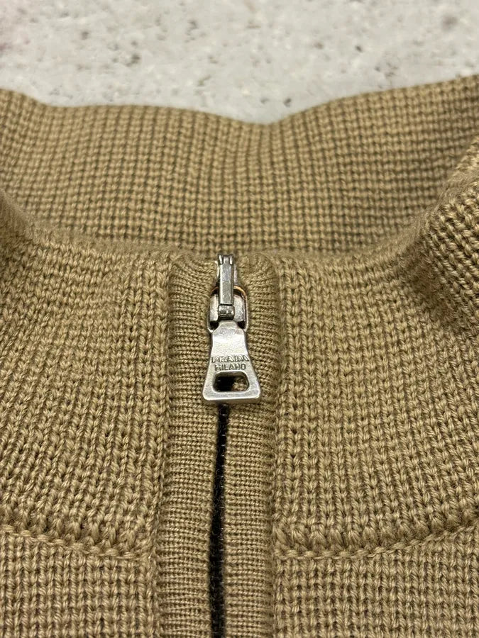 2000s Prada Linea Rossa Camel Zip-up Sweater Dvmbpyl 7