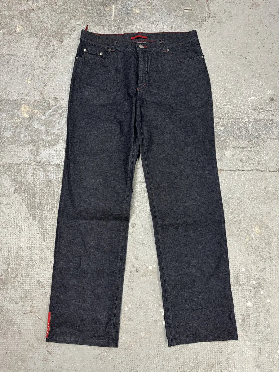 2000s Prada Linea Rossa Cozy Navy Pants (L) 0