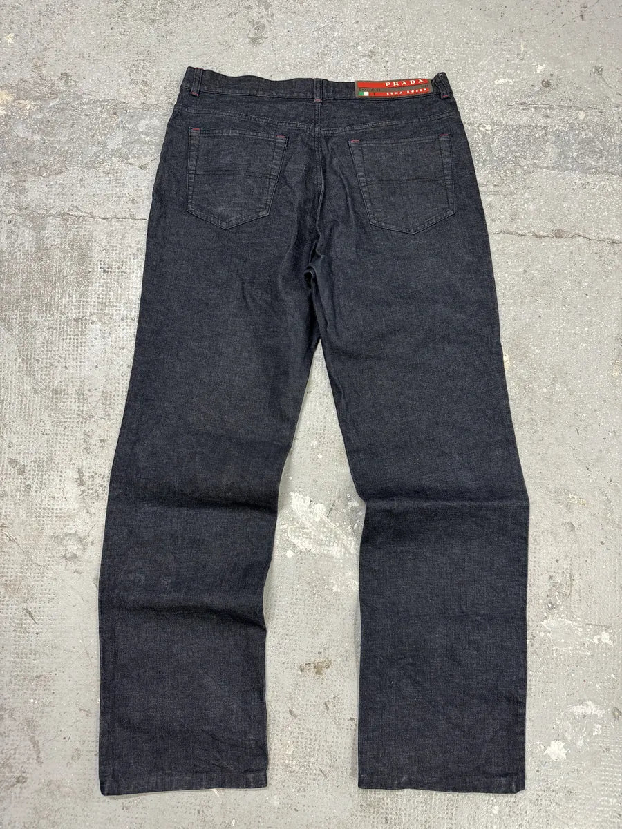 2000s Prada Linea Rossa Cozy Navy Pants (L) 1