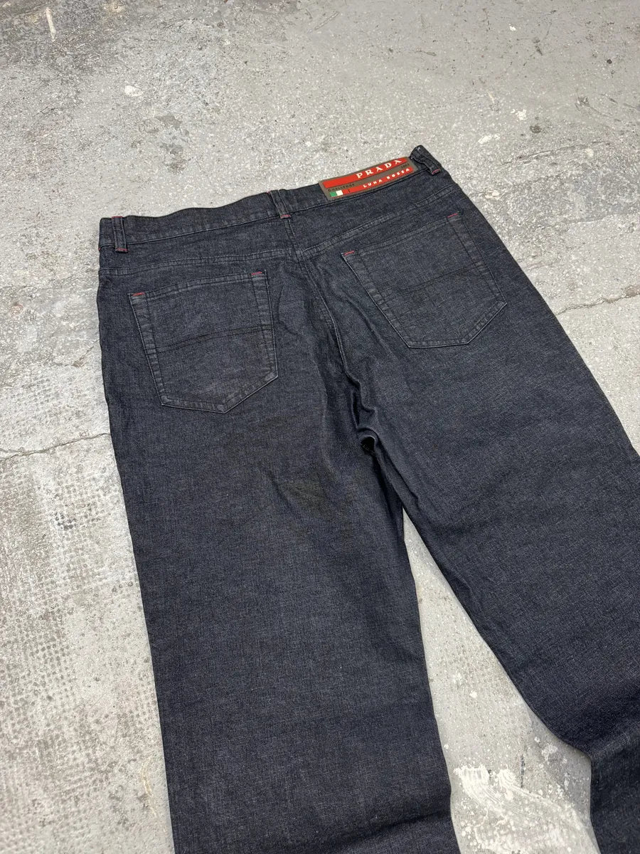 2000s Prada Linea Rossa Cozy Navy Pants (L) 2