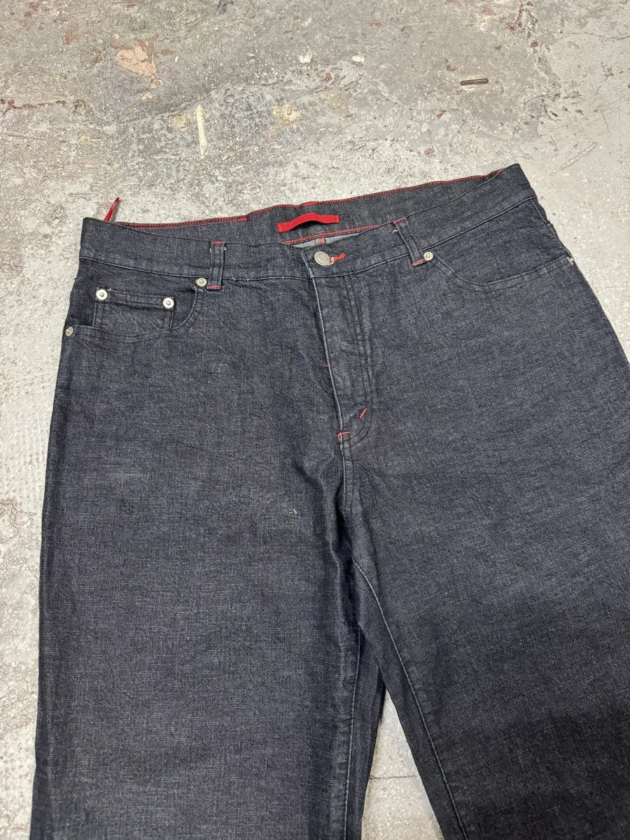 2000s Prada Linea Rossa Cozy Navy Pants (L) 6
