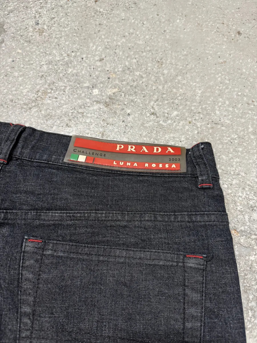 2000s Prada Linea Rossa Cozy Navy Pants (L) 7