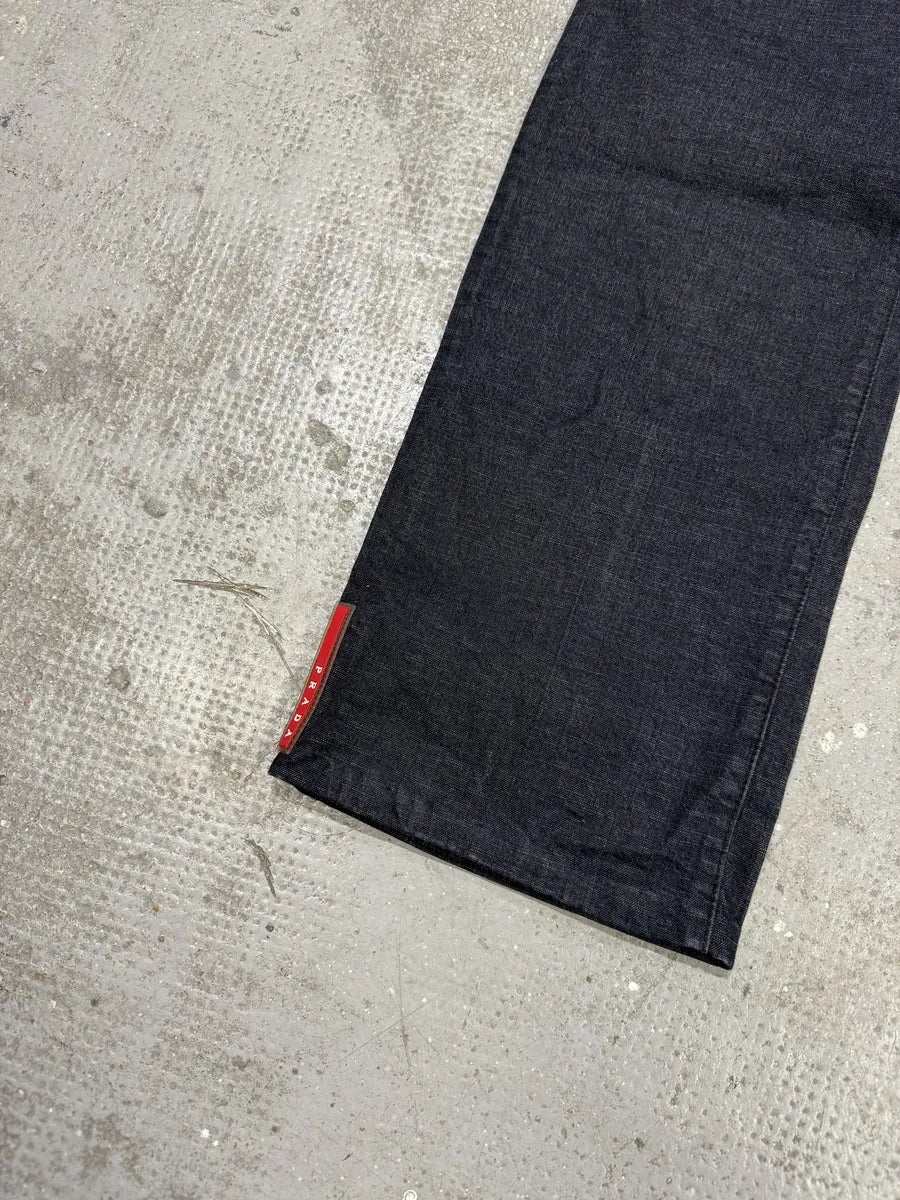 2000s Prada Linea Rossa Cozy Navy Pants (L) 9