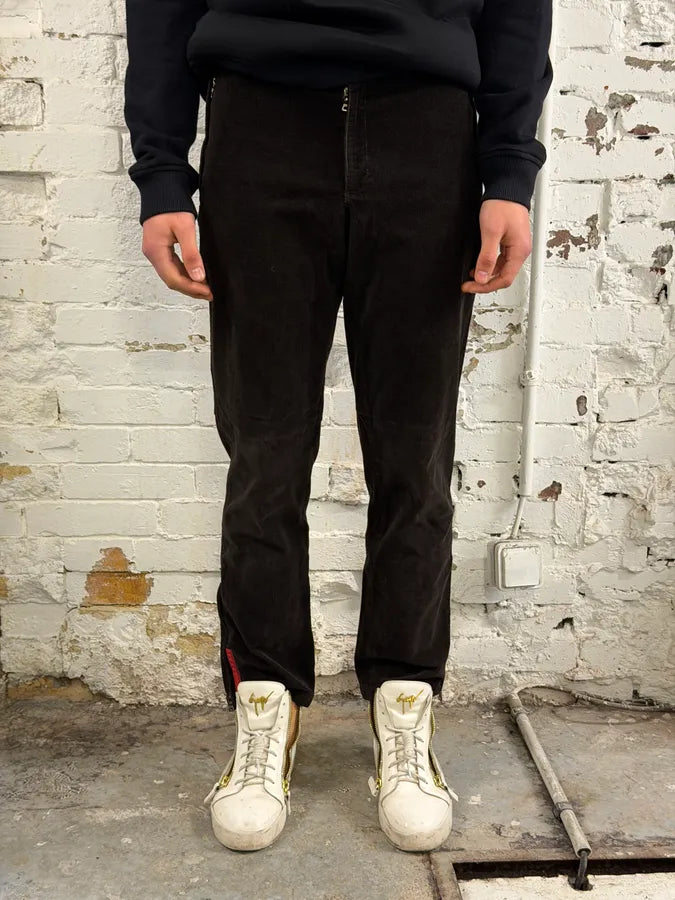 2000s Prada Linea Rossa Dark Brown Corduroy Pants VoICfNh 1