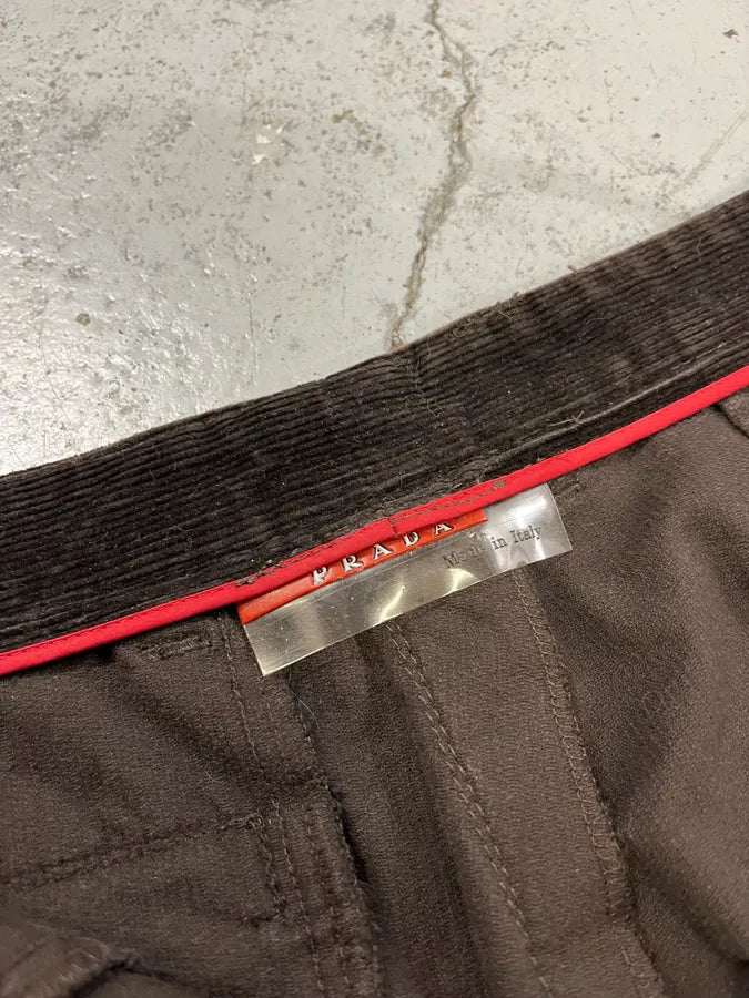2000s Prada Linea Rossa Dark Brown Corduroy Pants VoICfNh 10