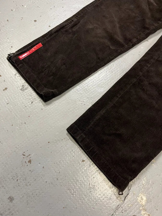 2000s Prada Linea Rossa Dark Brown Corduroy Pants VoICfNh 6