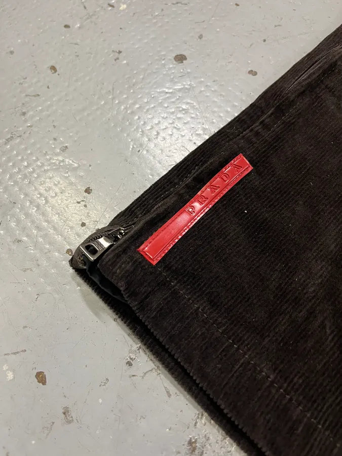 2000s Prada Linea Rossa Dark Brown Corduroy Pants VoICfNh 7