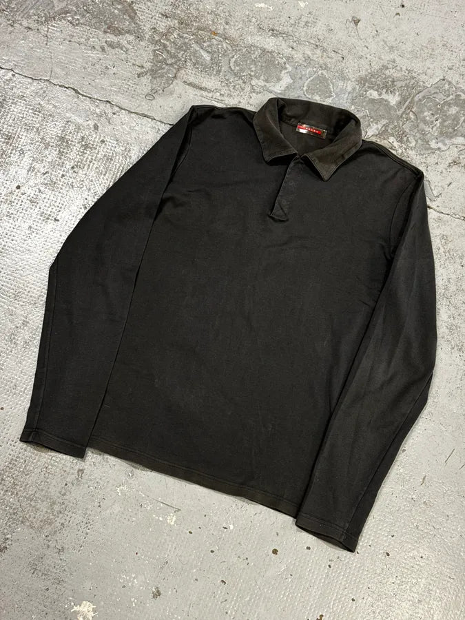 2000s Prada Linea Rossa Grey Classic Longsleeve Polo MPHCvIX 4