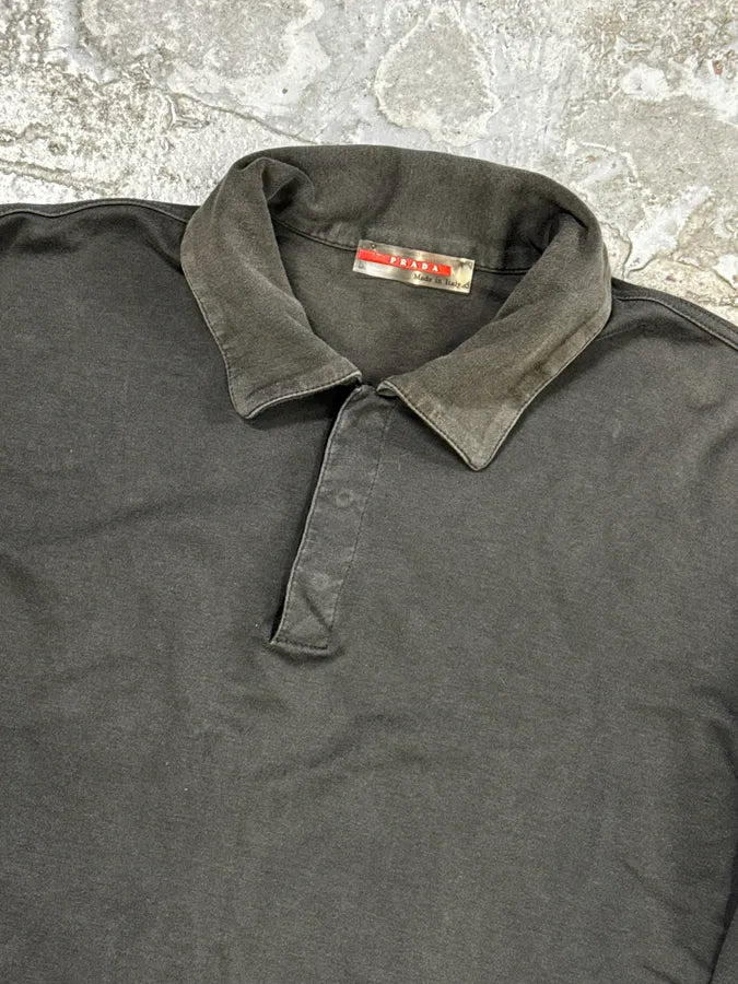 2000s Prada Linea Rossa Grey Classic Longsleeve Polo MPHCvIX 6