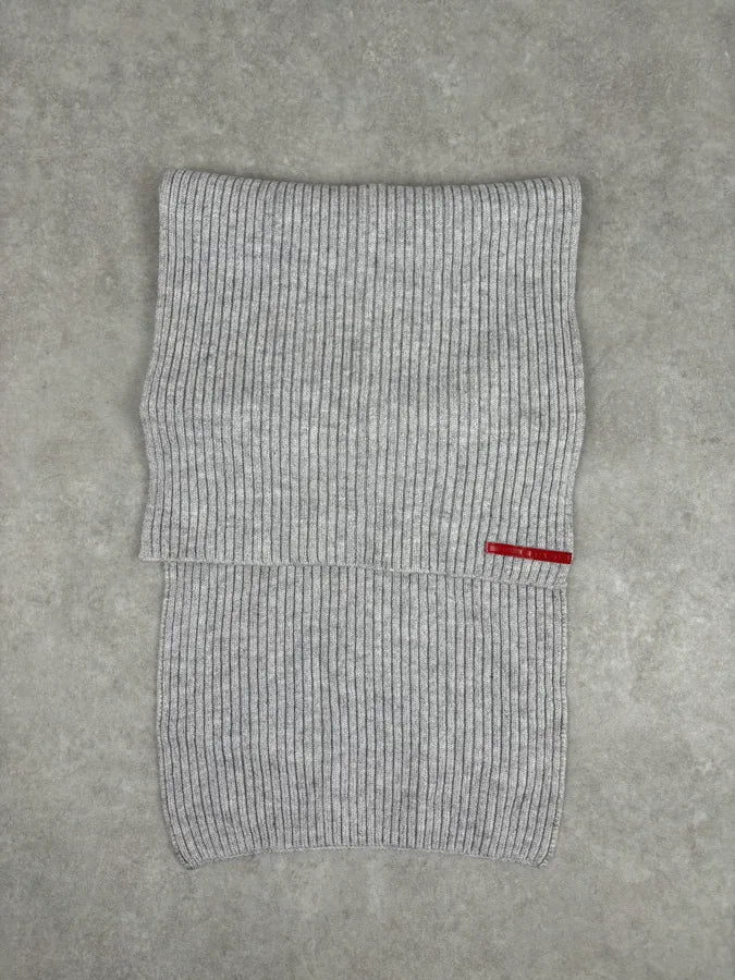 2000s Prada Linea Rossa Grey Wool Minimalist Scarf Xxhjiuy 4