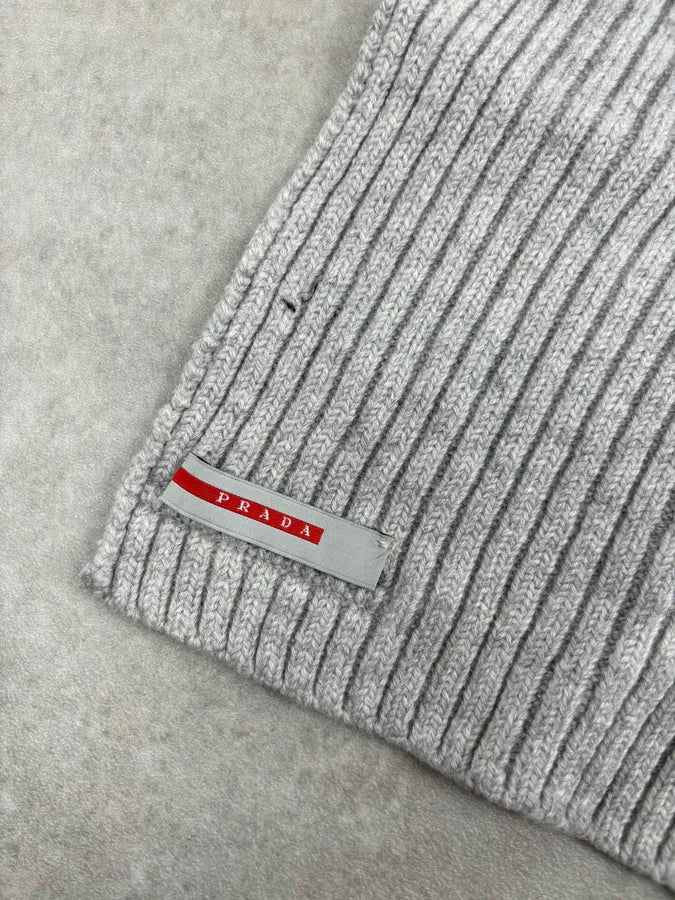 2000s Prada Linea Rossa Grey Wool Minimalist Scarf Xxhjiuy 5