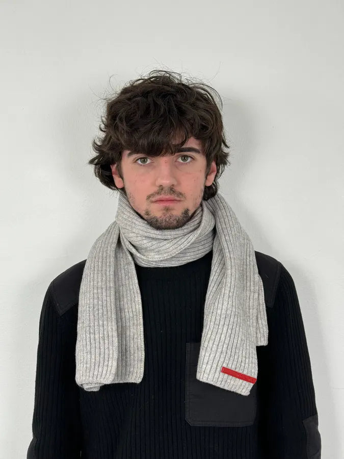 2000s Prada Linea Rossa Grey Wool Minimalist Scarf Xxhjiuy 0