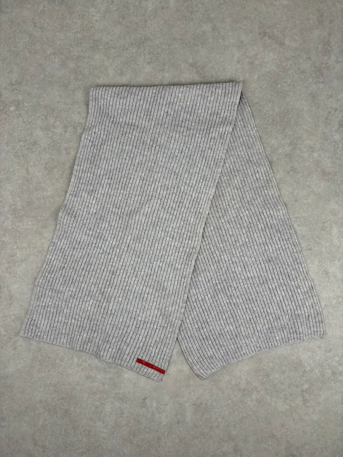 2000s Prada Linea Rossa Grey Wool Minimalist Scarf Xxhjiuy 1