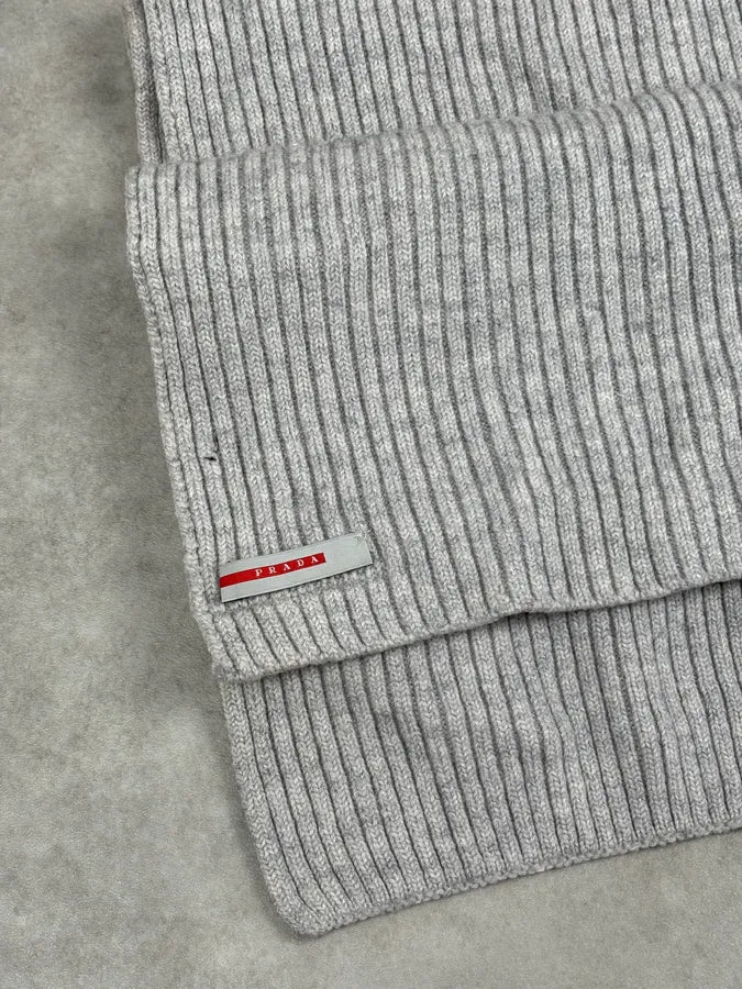 2000s Prada Linea Rossa Grey Wool Minimalist Scarf Xxhjiuy 6