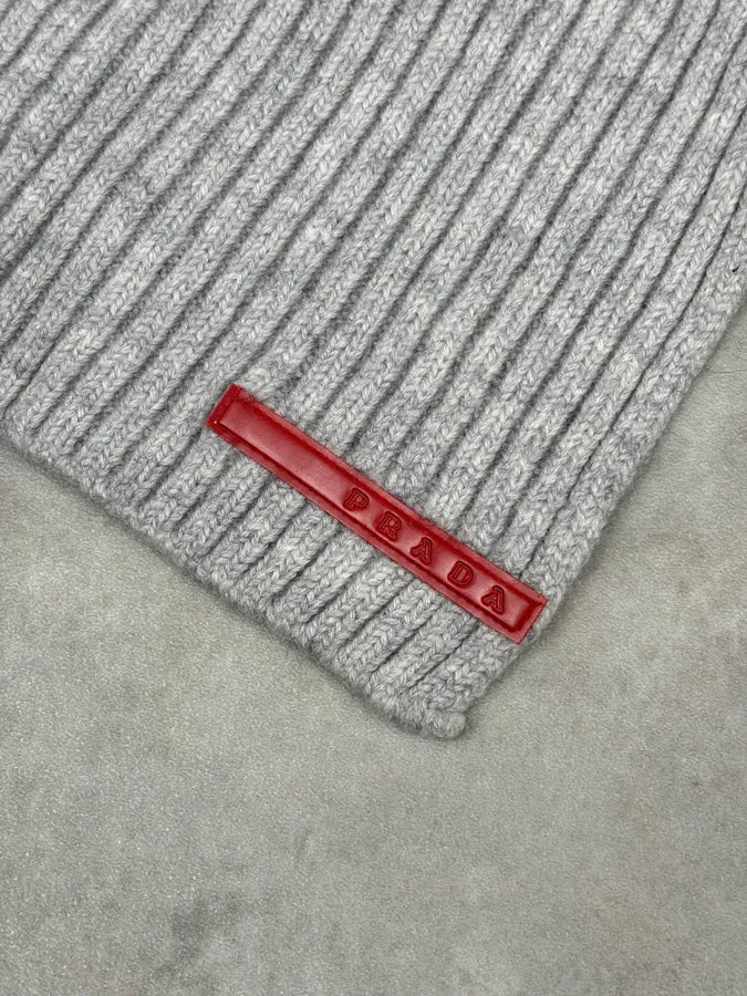 2000s Prada Linea Rossa Grey Wool Minimalist Scarf Xxhjiuy 2