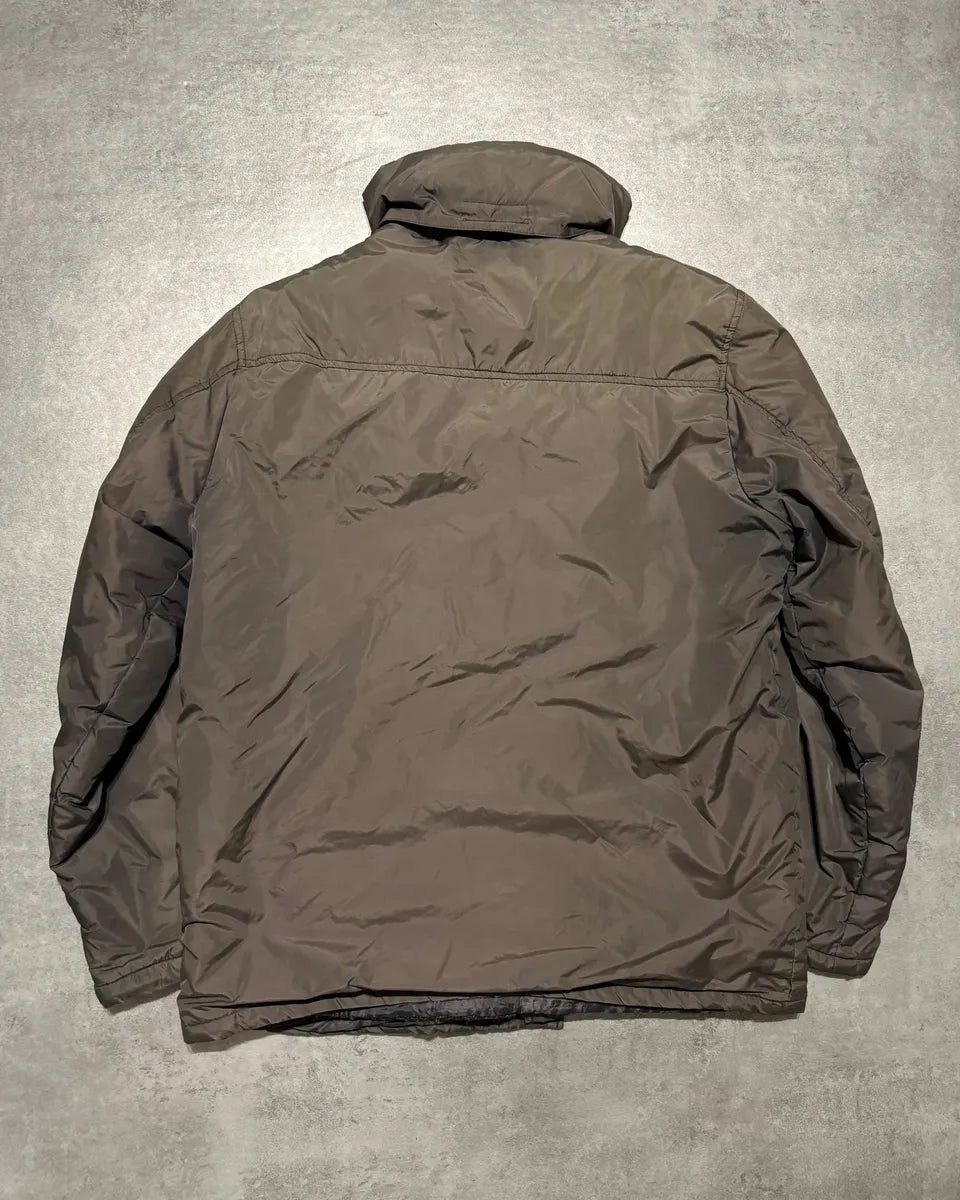 2000s Prada Linea Rossa Hooded Faded Brown Inside Fur Jacket (M) 1