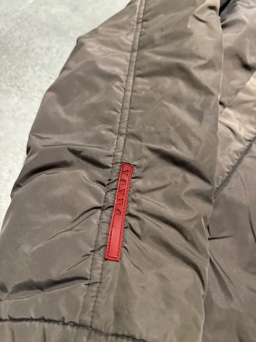 2000s Prada Linea Rossa Hooded Faded Brown Inside Fur Jacket (M) 7