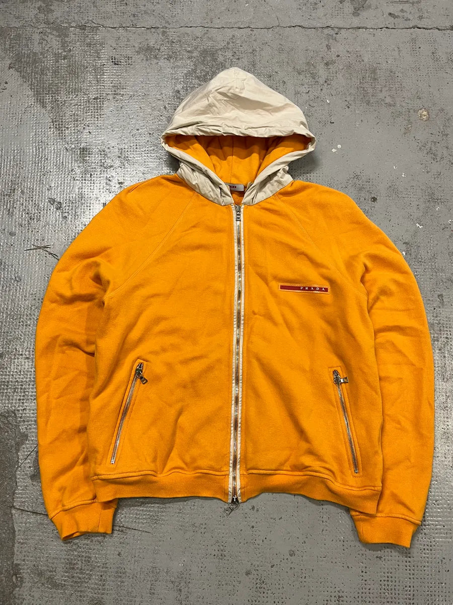2000s Prada Linea Rossa Hybrid Orange Zip-up Hoodie IjqwHhL 0