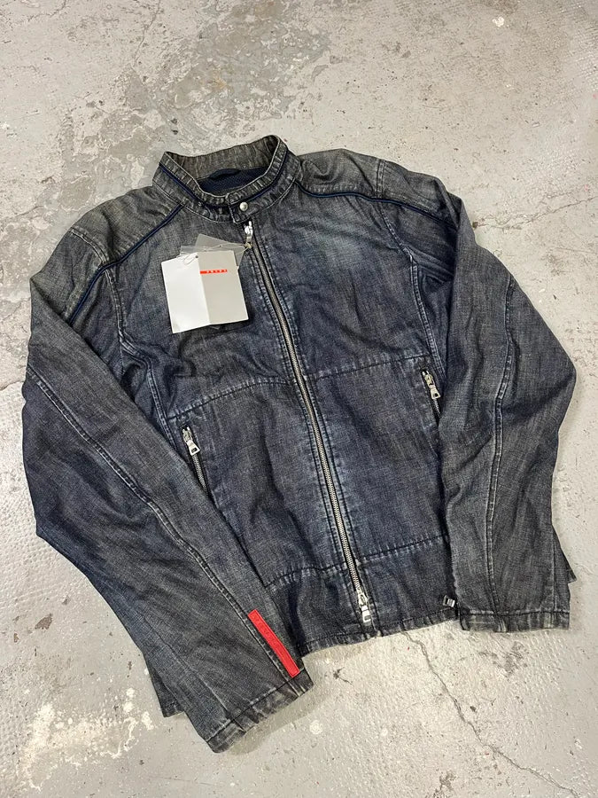 2000s Prada Linea Rossa Light Denim Jacket (L) PNJHwDa 3