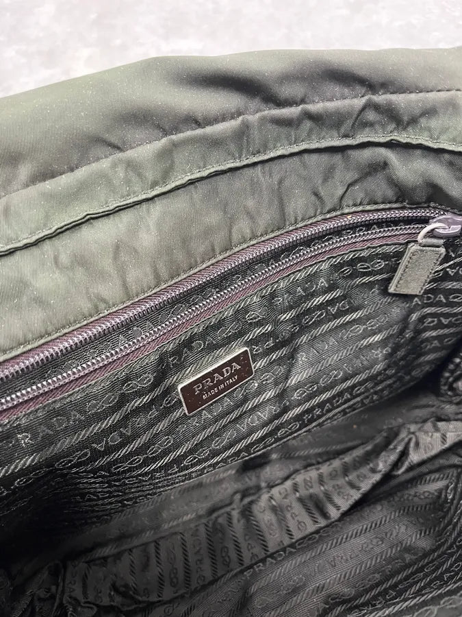 2000s Prada Linea Rossa Military Green Shoulder Bag sCwqyMl 9