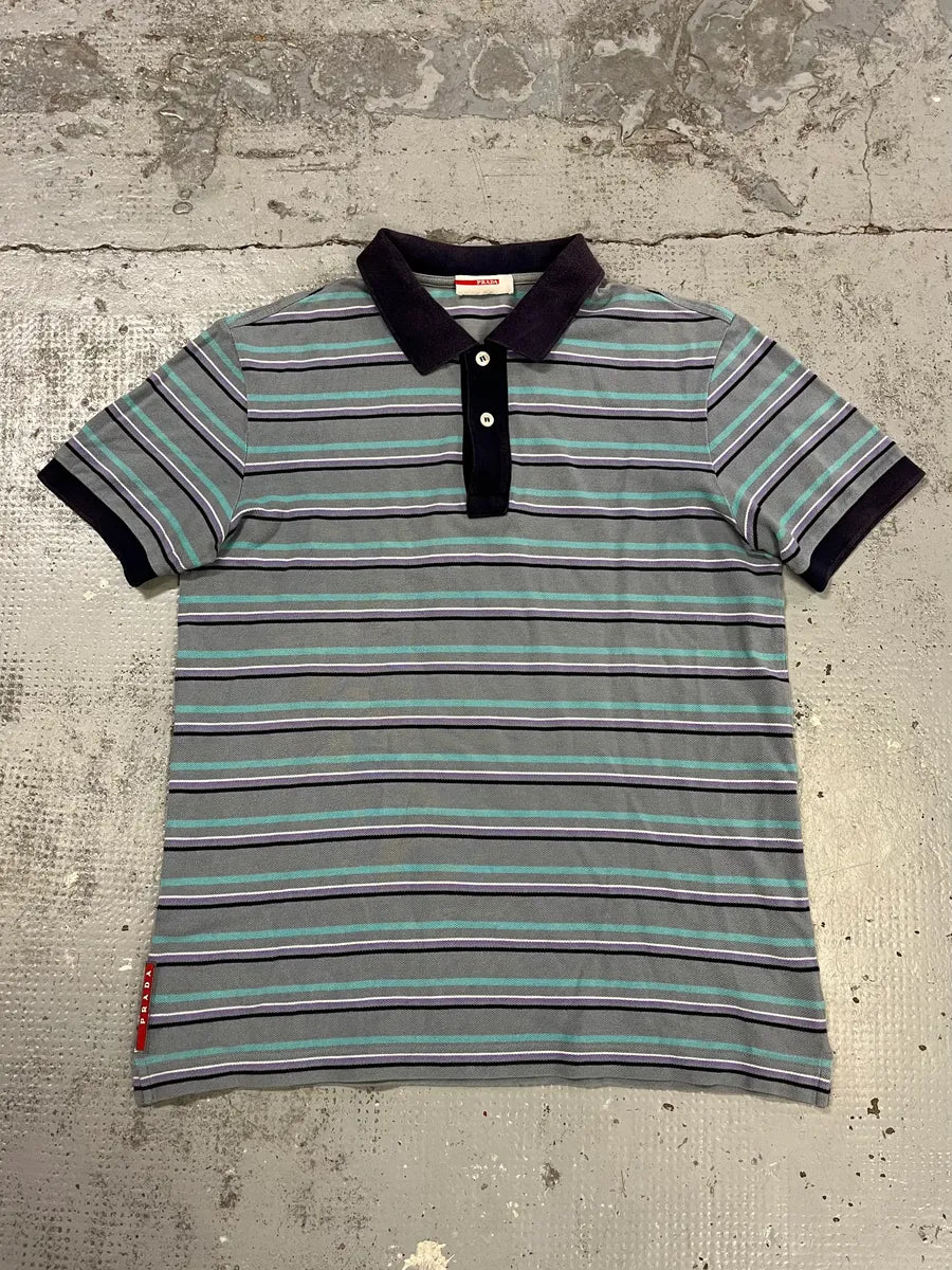 2000s Prada Linea Rossa Multicolor Striped Polo tEicmeY 0
