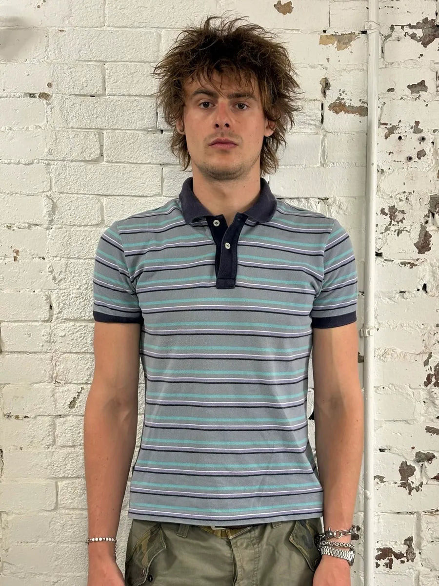 2000s Prada Linea Rossa Multicolor Striped Polo tEicmeY 1