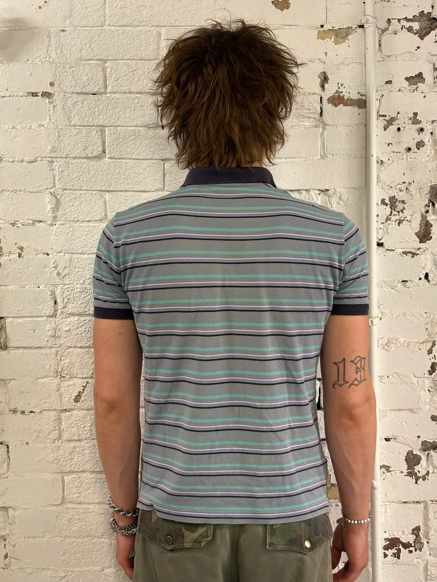 2000s Prada Linea Rossa Multicolor Striped Polo tEicmeY 2