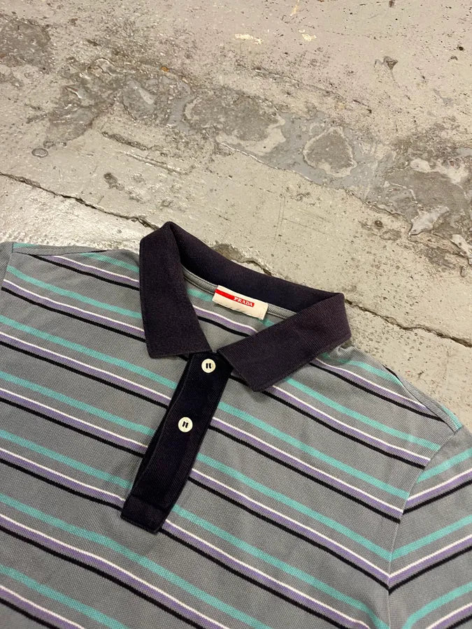 2000s Prada Linea Rossa Multicolor Striped Polo tEicmeY 3