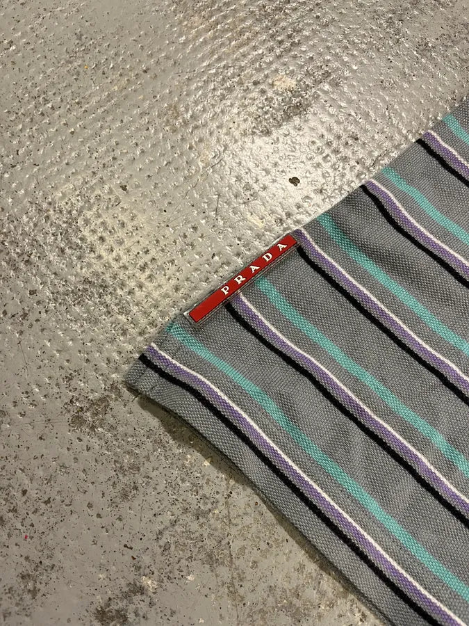 2000s Prada Linea Rossa Multicolor Striped Polo tEicmeY 4