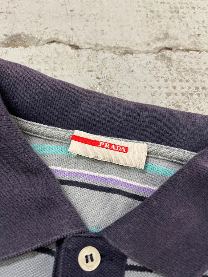2000s Prada Linea Rossa Multicolor Striped Polo tEicmeY 6