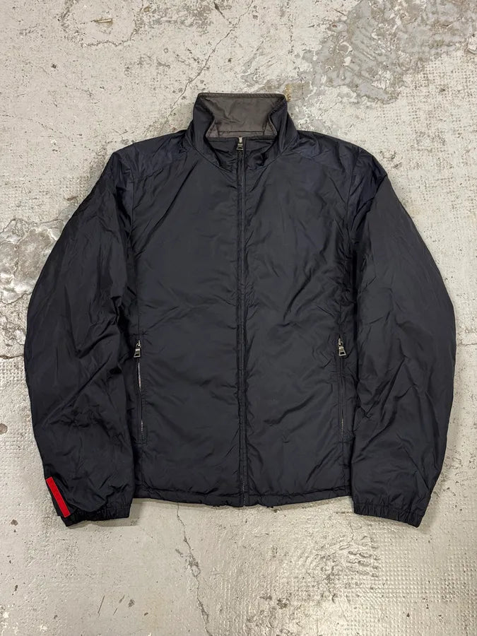 2000s Prada Linea Rossa Navy & Grey Reversible Nylon Jacket vGogNWV 0