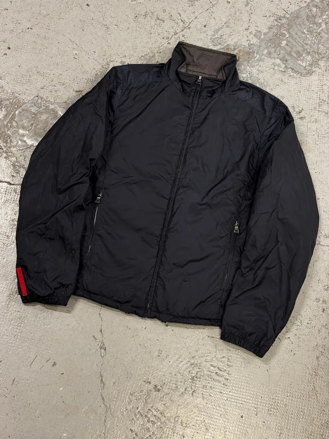 2000s Prada Linea Rossa Navy & Grey Reversible Nylon Jacket vGogNWV 7