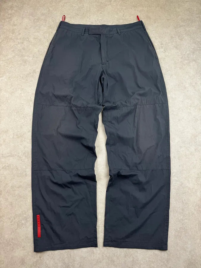 2000s Prada Linea Rossa Navy Back Pocket Technical Light Pants mGLQbqY 0