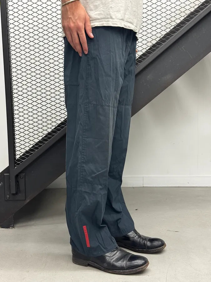 2000s Prada Linea Rossa Navy Back Pocket Technical Light Pants mGLQbqY 3