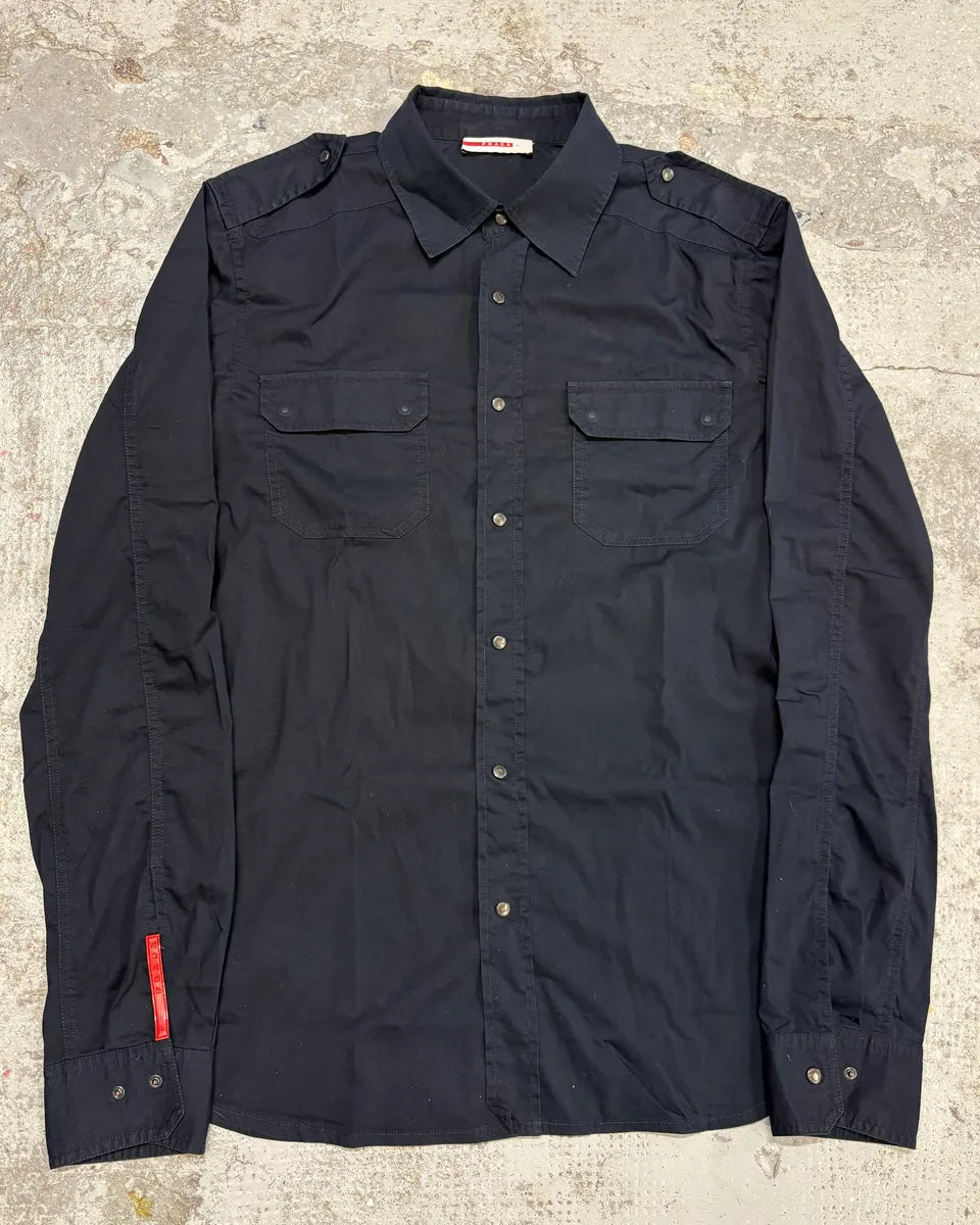 2000s Prada Linea Rossa Navy Italian Shirt WPcfBDd 0