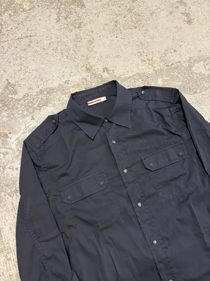 2000s Prada Linea Rossa Navy Italian Shirt WPcfBDd 4