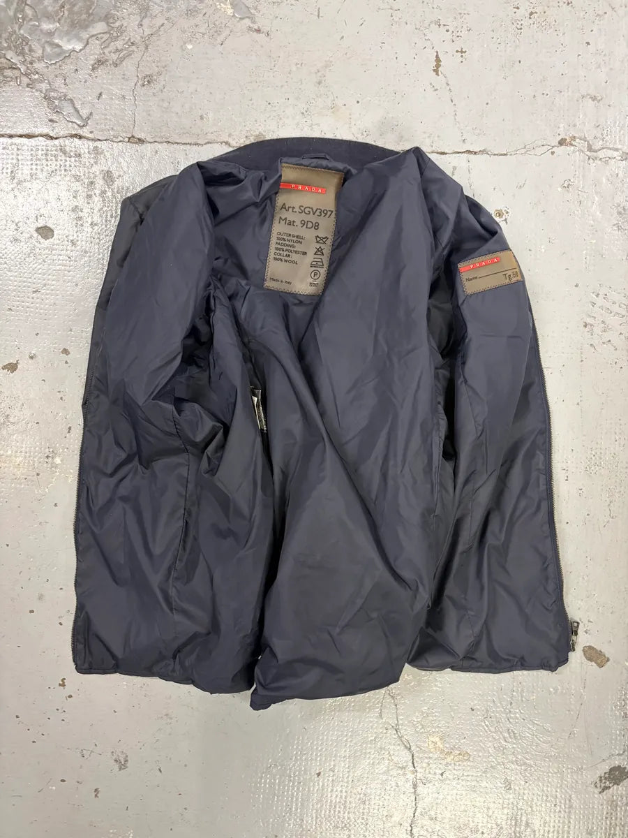 2000s Prada Linea Rossa Navy Nylon Logo Windbreaker Jacket dKZwWZw 6
