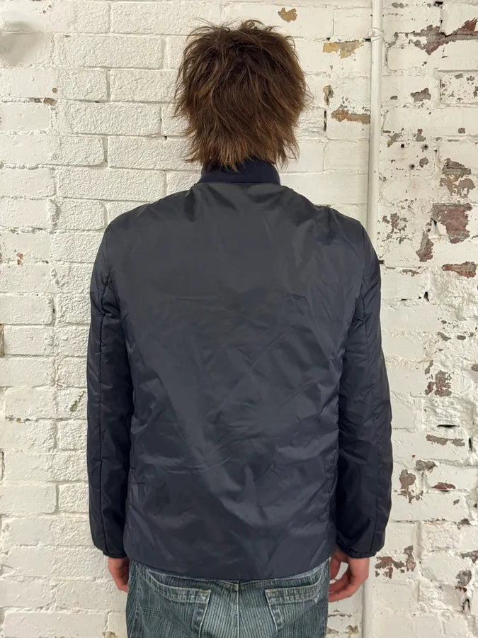 2000s Prada Linea Rossa Navy Nylon Logo Windbreaker Jacket dKZwWZw 2