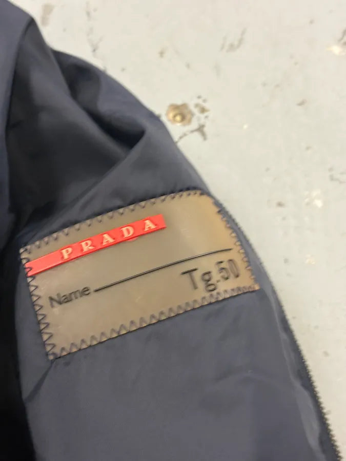 2000s Prada Linea Rossa Navy Nylon Logo Windbreaker Jacket dKZwWZw 7